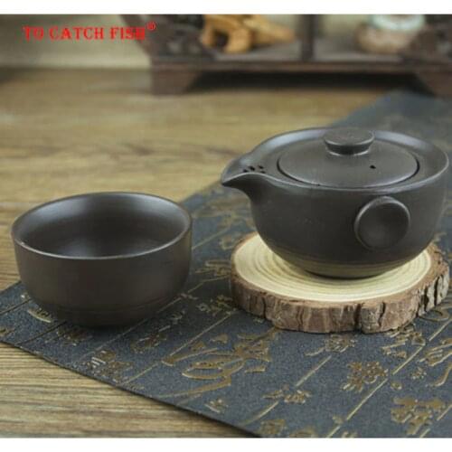 Ceramics black Tea set Include 1 Pot 1 Cup, Travel teapot elegant gaiwan,Beautiful and easy teapot kettle,kung fu teaset