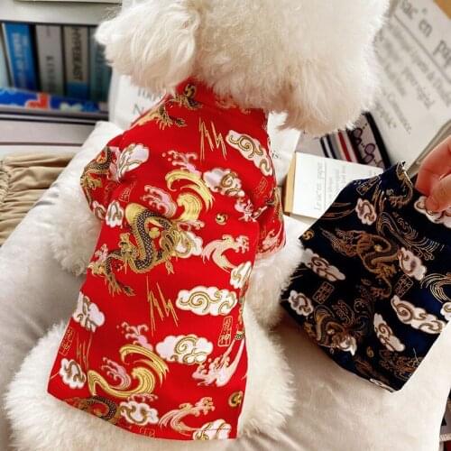 Pets Tang Suit Cheongsam Chinese New Year Dog Clothes Winter Dog Coat Jacket Spring Festival Pet Clothing #2