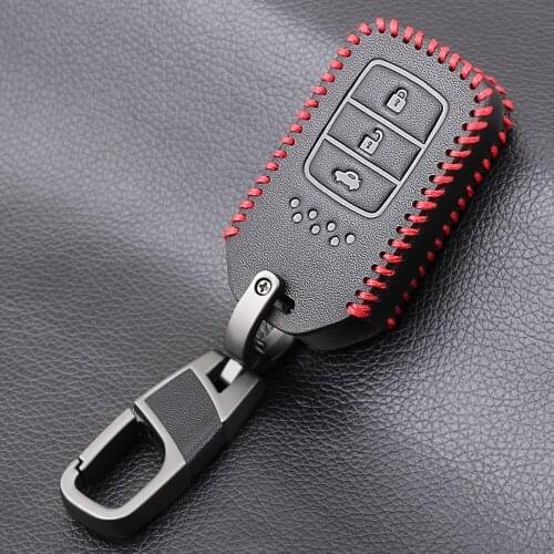 Leather Car Remote Key Case Chain Keyless Fob Cover For Honda Civic 2017 Accord Fit CRV CR-V XRV Crosstour HRV JAZZ
