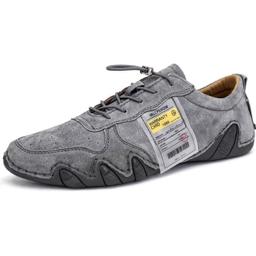 Summer Men Shoes Sneakers Cow Leather Casual Shoes Breathable Driving Moccasins Lace Up Mens Shoes Outdoor Footwear 38-46