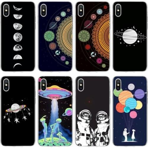 Space Love Moon Astronaut Cat Cover Soft Silicone Phone Case For iPhone 6 6plus 7 8plus 5 5S 5C SE For iPhone X XS XR XS Max