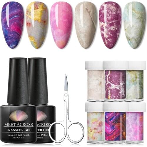 Transfer Sticker Gel Set Nail Adhesive Glue Transfer Foil Sticker Nail Foil Starry Sky Marble Nail Art Transfer Sticker Decals