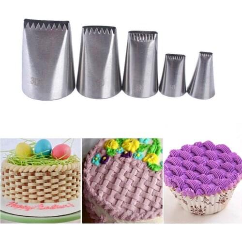 Wholesale 10 pcs/lot(5 pcs/set) Basketweave Tips Icing Nozzles Make Ribbed Stripes, Fondant Cake Cupcake Decoration Tools