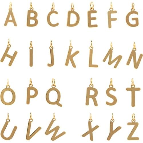 10PCS Brass Gold-Plated Letter Necklace,Mini Letter Pendant,Letter Charm, DIY Jewelry Making Accessories,About 12x7mm