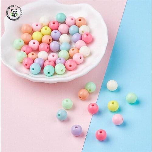Pandahall 100pcs Round 10mm Solid Acrylic Ball Beads, Chunky Bubblegum Mixed Color Beads For Jewelry Making DIY, Hole: 2mm