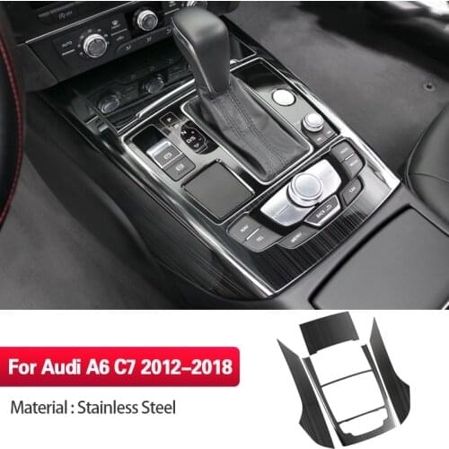Car Console Gear Shift Panel Frame Cover Trim Strips For Audi A6 C7 2012-2018 Interior Accessories Carbon Fiber Color Styling