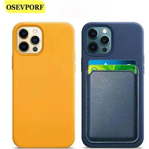 Luxury Leather Magnetic Card Holder for Appple iPhone 12 Mini Pro Max Phone Back Wallet Card Holder Magnet Magsafe Mini Pocket