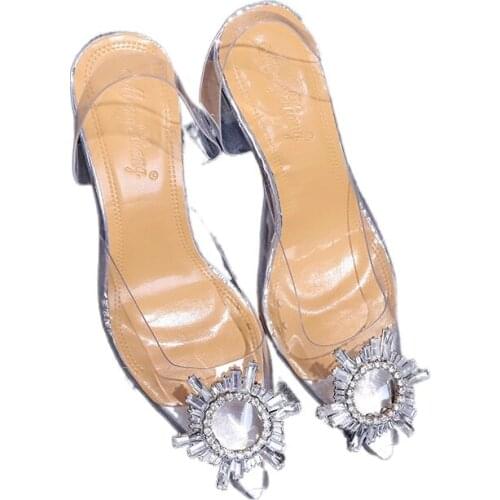 Womens sandals summer new versatile transparent net red shoes thin high heel Korean versatile womens shoes