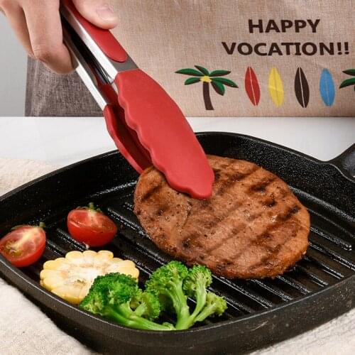 Silicone Food Tong Stainless Steel Kitchen Tongs Silicone Non-slip Cooking Clip Clamp BBQ Salad Tools Grill Kitchen Accessories