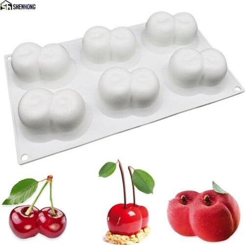 SHENHONG Pop Peach Cherry Cake Mold For Baking Silicone Mould 3D Mousse Bakeware Shapes Silikonform Moule