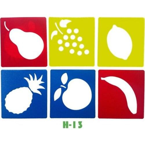 6PCS/LOT.Apple Lemon Grape fruit template stencil Kids art board Early learning educational toy Party favor 14x15cm 18 design
