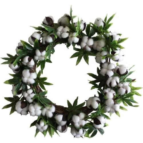 18 Inch Natural Cotton Bolls Handmade Cotton Wreath Country Living Decor christmas door decoration