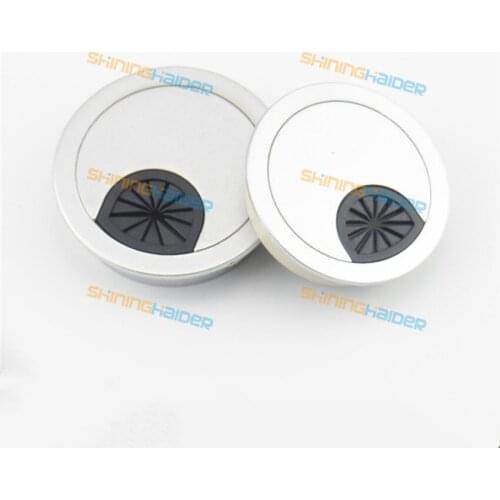 High-grade imitation alloy sand silver pearl chrome flash silver threading box 50/60mm computer desk line hole cover hole cover