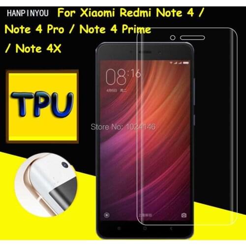 Full Coverage Clear Soft TPU Film Screen Protector For Xiaomi Redmi Note 4X 4 Pro Prime , Cover Curved Parts (Not Tempered Glass