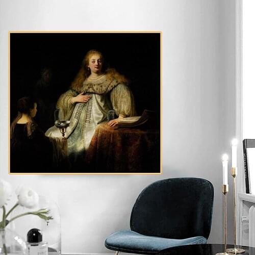 Citon Canvas Rembrandt《Judith at the Banquet of Holofernes》Oil painting Artwork Poster Picture Modern Wall Decor Home Decoration