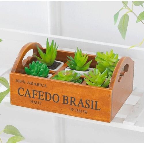 1PC Multi-function Portable Wooden Storage Box Potted Plants Jewelry Case Desktop Organizer Cosmetic Storage Case JL 234