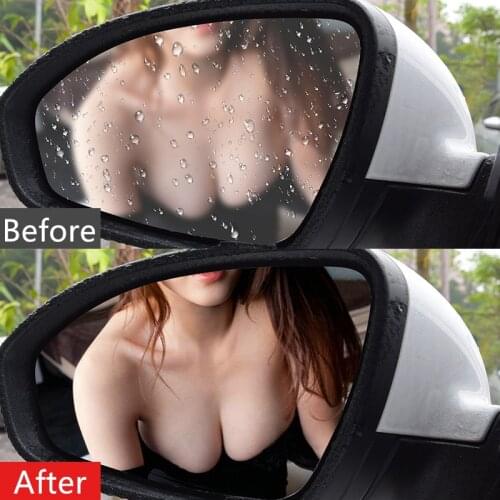 2pcs Set Car Rearview Mirror Film Waterproof Sticker Window Rainproof Transparent Anti-fog Anti-glare Auto Protective Film