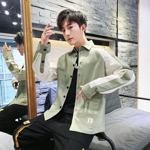 2019 New Summer Shirt Mens Korean Version Loose Handsome Seven-quarter Sleeve Trendy Mens Long Sleeve Shirts Coat