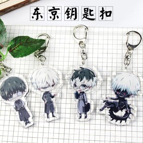 2019 Tokyo Ghoul Keychain Kaneki Double Sided Acrylic Key Chain Pendant Anime Accessories Japanese Cartoon Kids Toy Key Ring