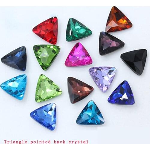 24-colors 8-23MM Crystal Glass triangle Fancy Stones fashion point back crystal rhinestones for Jewelry Garment Accessories