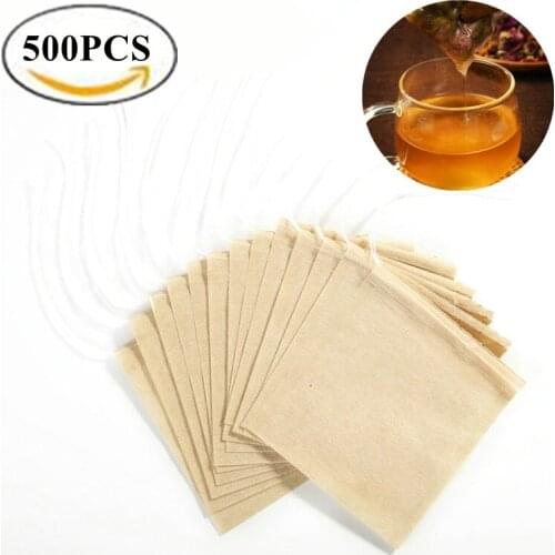 500pcs Paper Teabags Drawstring Biodegradable Tea Bag Filter Eco-Friendly Empty Tea Bags for Loose Leaf Tea Powder Herbs
