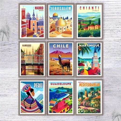 Diy Diamond Painting City Landscape Italy Chile Landscape Full Square / Round Diamond Embroidery Mosaic Home Decoration