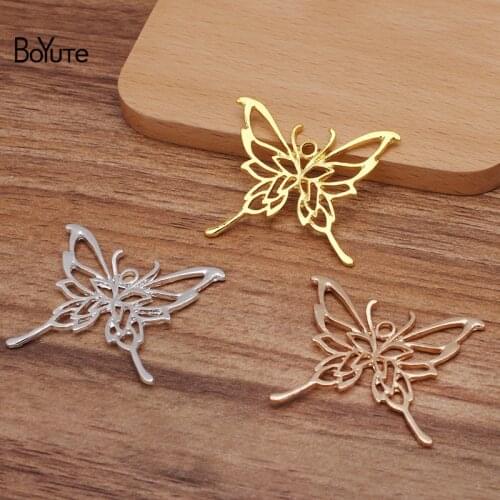 BoYuTe (50 Pieces/Lot) 41*35MM Metal Alloy Butterfly Pendant Materials Vintage DIY Handmade Jewelry Accessories Wholesale