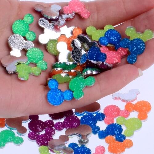 New 1000Pcs/Lot Multi14x11.5mm Many Colors Small Mickey Head Flatback Resin Dotted Design Rhinestone Resin Stone Beads DIY Deco
