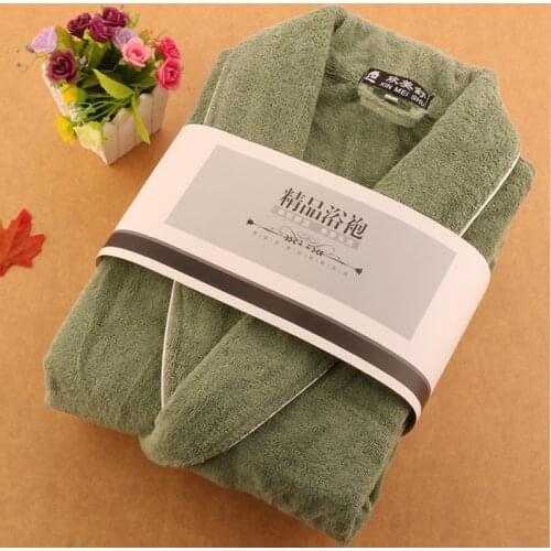 Cotton thickening towel material women bathrobes top cotton robe women soft suction bathrobe couple night gowns