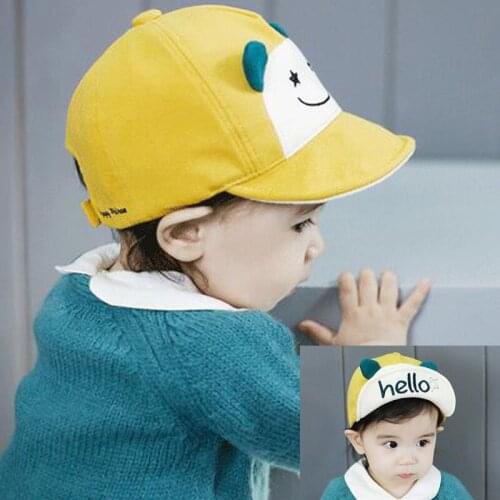 0-3 Years Old Baby Peaked Cap Shading Little Bear Lovely Korean Version Cotton Baseball Hat Letter All-match Cartoons Fashion