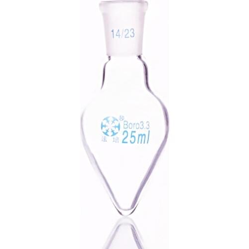 Pear-shaped flask,Capacity 25ml,Joint 14/23,Heart-shaped flasks,Coarse heart-shaped grinding bottles