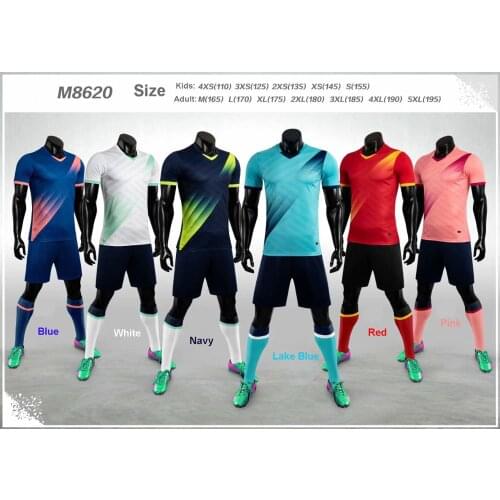 M8620 Blank 2019-2020 Adult Kids Soccer Jersey Set Football Kit Men Child Futbol Training Uniforms Set De Foot Team Customized