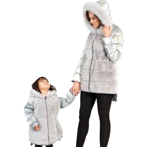 Modaqueen store mother girl kombin rex rabbit fur orylag and fox fur accessories fabric coat new season traf fashion 2021