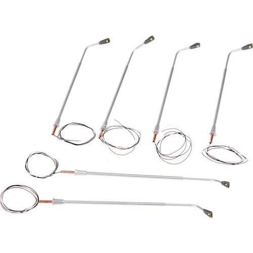 20pcs Model Street White LED Lights Lamp Single Head 3V Scale HO 1:100 Lamppost for Railway & Building Scene Layout Decor