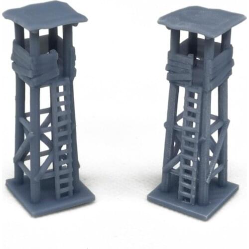 Outland Models Small Wooden Style Watchtower 2pcs N Scale 1:160