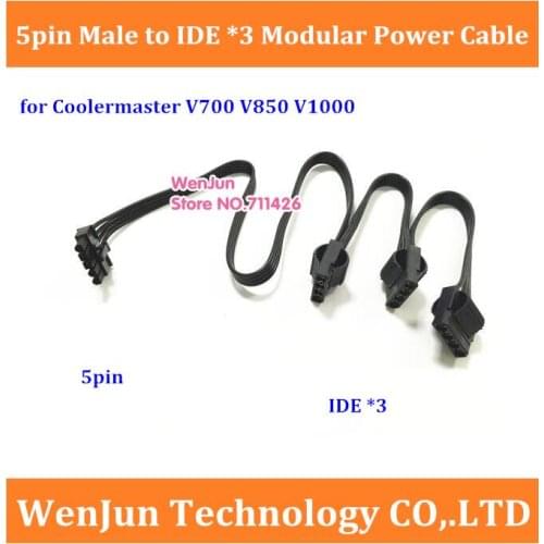 Free Shipping 5 pin PCI-E Male to IDE*3 Molex 4pin Modular Power supply cable for Coolmaster PSU V700 V850 V1000
