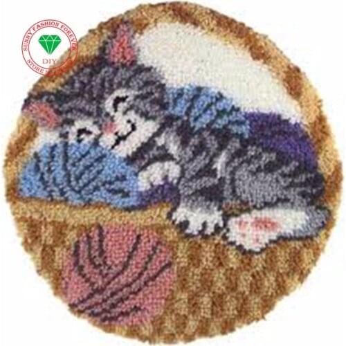 Needlework thread embroidery kits Cartoon Cat Latch hook rug kits Carpet embroidery Stitch threads yarn Cartoon embroidery kit