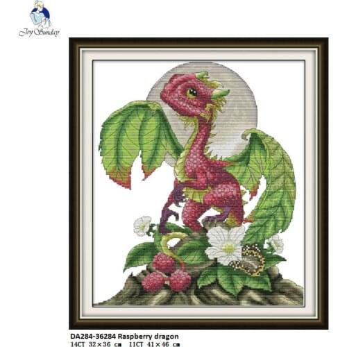 Raspberry Dragon Counted Print On Canvas DMC 14CT 11CT Cross Stitch kits, Embroidery Needlework Set, Hand Made Crafts Home Decor