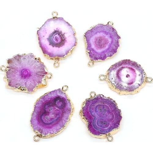 Natural Stone irregular Gold-plated edging Agates Connector for Charms Jewelry Making DIY Necklaces Bracelet Women Gifts