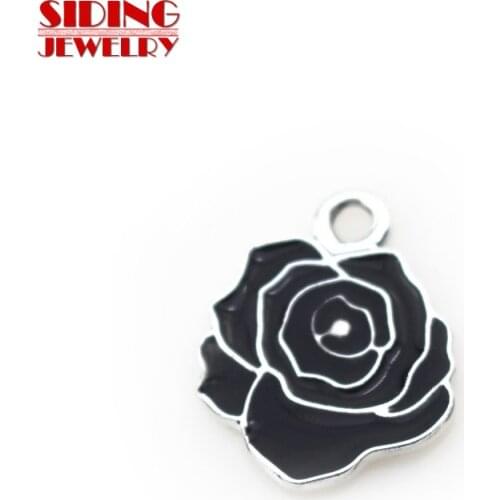 New Arrival 20pcs/lot Black Rose Flower Dangle Charms Hanging Lobster Clasp DIY Bangles&Bracelets Necklace Pendant Jewelery