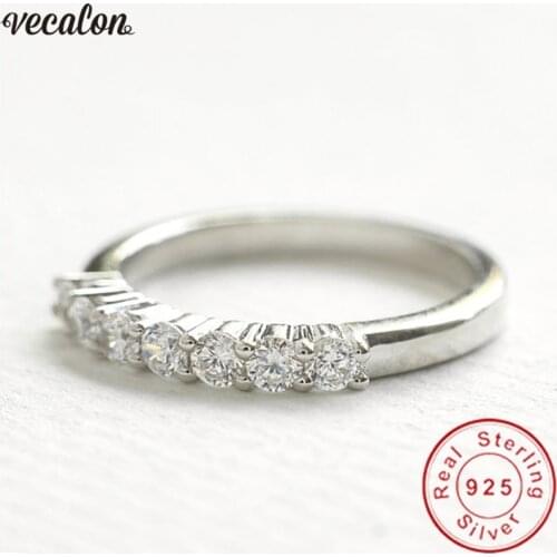 Vecalon Handmade Promise Wedding Bands Ring Real 925 Sterling Silver 5A Zircon Cz Engagement rings for women men Finger Jewelry