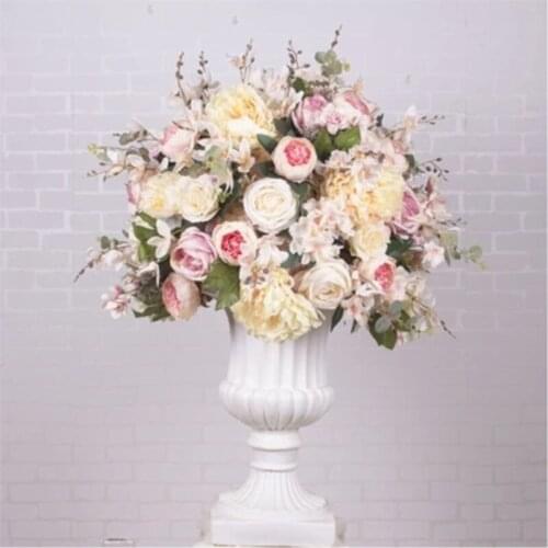 Huge style 60cm diameter artificial silk red roses with peony flowers table center piece wedding flower docoration 2pcs/lot