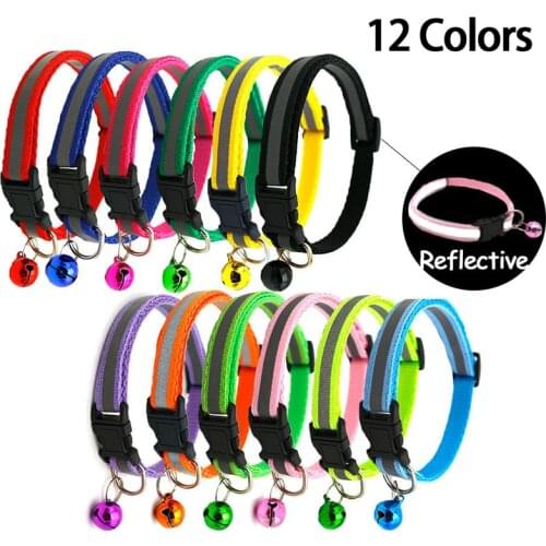 Pet Collar Reflective Pet Bell Collar Adjustable Size Suitable for Cats and Small Dogs Pet Supplies small dog Basic Collars