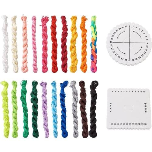 1 Bag Bracelet Knitting Tray Braided Board Rope Knot Thread Handmade Kit with Mixed Color Nylon Thread DIY Jewelry Craft Making