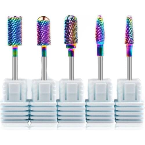 Rainbow Blue Nail Drill Bits Tungsten Carbide Milling Cutters for Electric Machine Manicure Rotary Electric Nail Files Nail Tool
