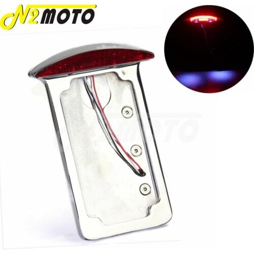 Motorcycle LED Chrome Side Mount Alex Vertical License Plate Bracket Holder For Harley Chopper Racer Tail Brake Light Taillights