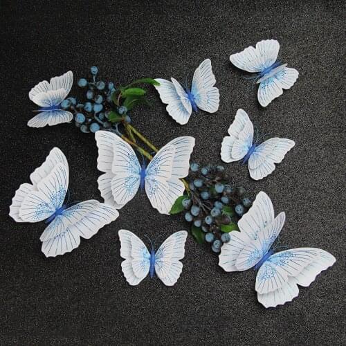 Flash Butterfly 3D Three-dimensional Wall Decoration Butterfly 12PCS Overflow Color Double Butterfly Wall Paste Home Decor