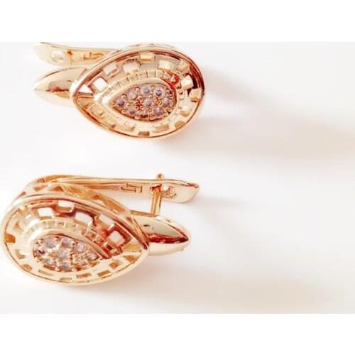 Vintage Women Earrings Rose 585 Gold Color Fashion Jewelry Factory Direct Wholesale Drop Earrings Lady Gift