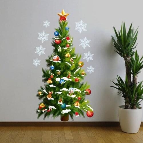 DIY Green Christmas Tree Wall Sticker Decals Party Store Shop Window New Year Christmas Gift Decoration Home Decor Poster Murals