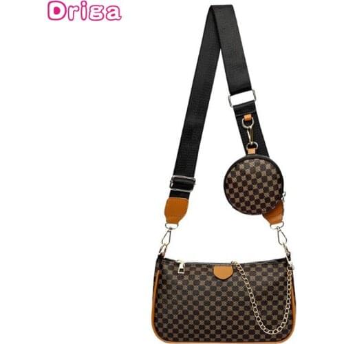 Driga Crocodile Pattern Women Shoulder Bags Pu Leather Handbags And Purse 2021 New Female All-match Two-piece Messenger Bags